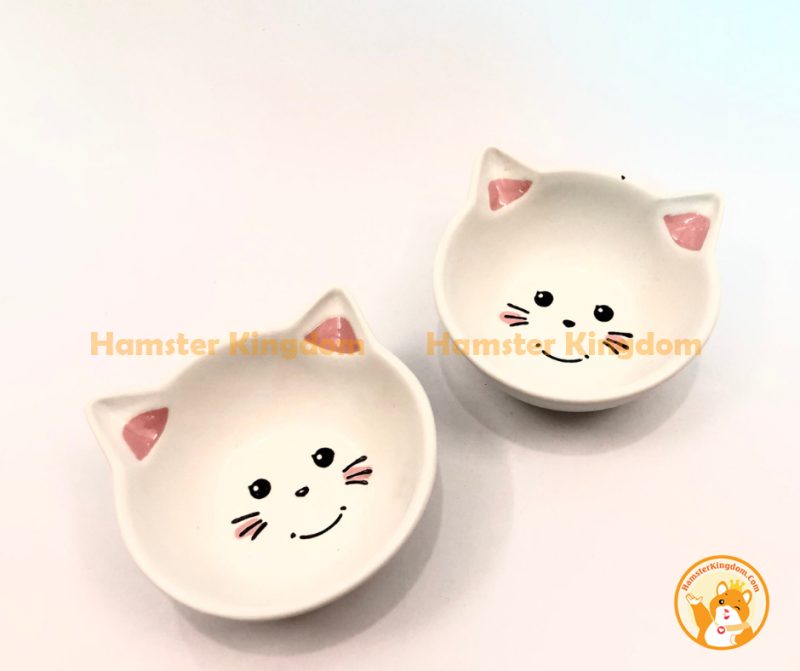 Chén sứ mèo trắng nhỏ - Chén ăn cho Hamster