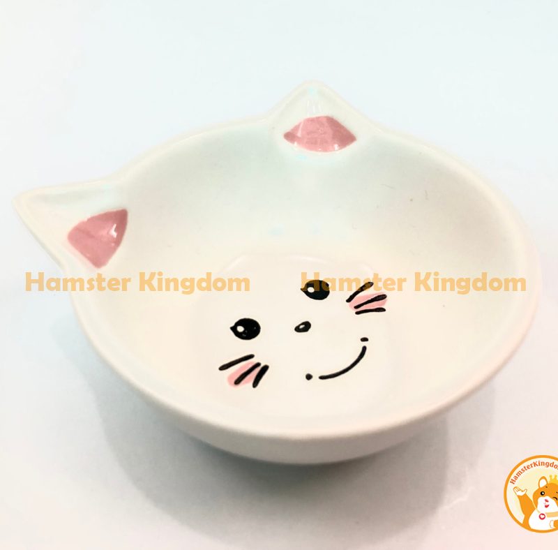 Chén sứ mèo trắng nhỏ - Chén ăn cho Hamster