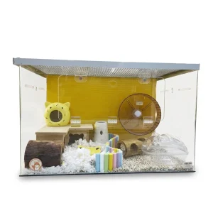 Lồng Mica 3 Mặt Lớn Nam Châm Bo Góc 60x45x45 Hamster Kingdom